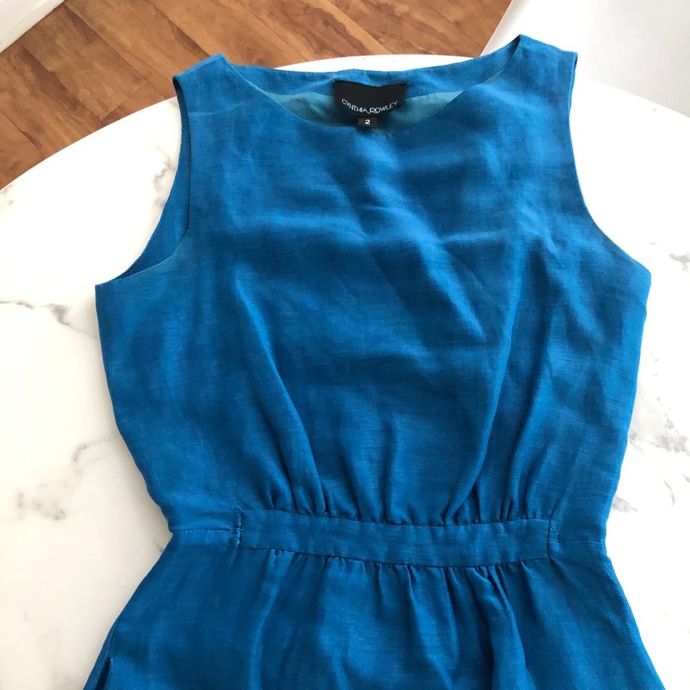 Cynthia Rowley size 2 cobalt formal linen dress - Picture 6 of 6